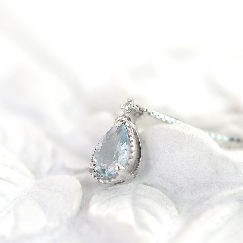 K10WG アクアマリン&ダイヤモンド ネックレス_04