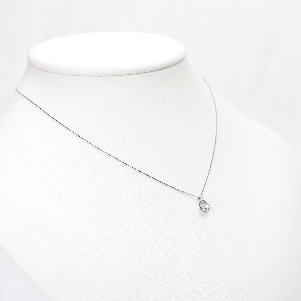 K10WG アクアマリン&ダイヤモンド ネックレス_05