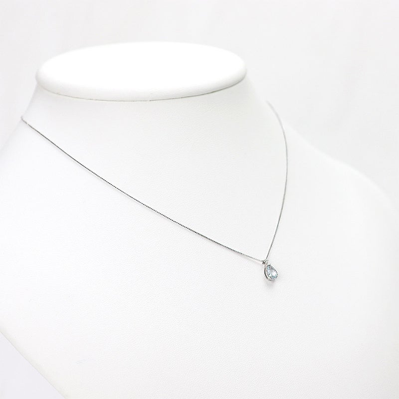 K10WG アクアマリン&ダイヤモンド ネックレス_05