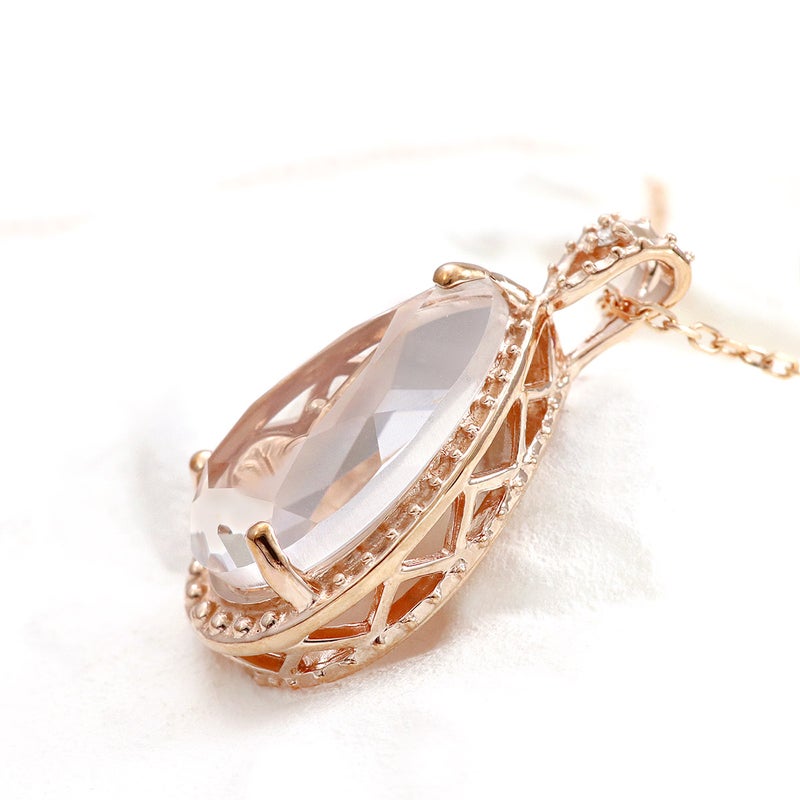 心葉 ダイヤモンド＆ルビー＆クォーツ ティアドロップネックレス K10_04