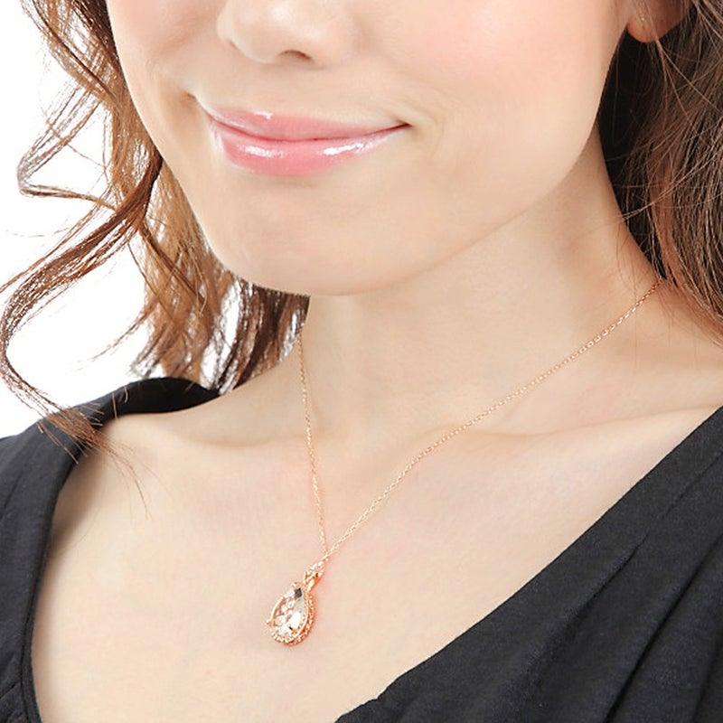 心葉 ダイヤモンド＆ルビー＆クォーツ ティアドロップネックレス K10_05