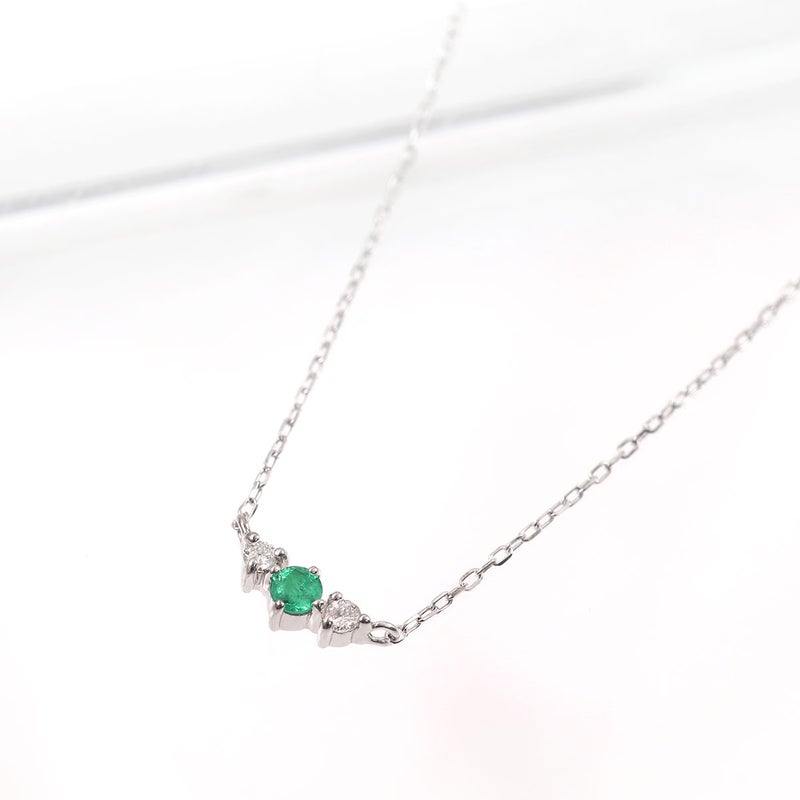 K10WG ダイヤモンド＆エメラルド ネックレス_02