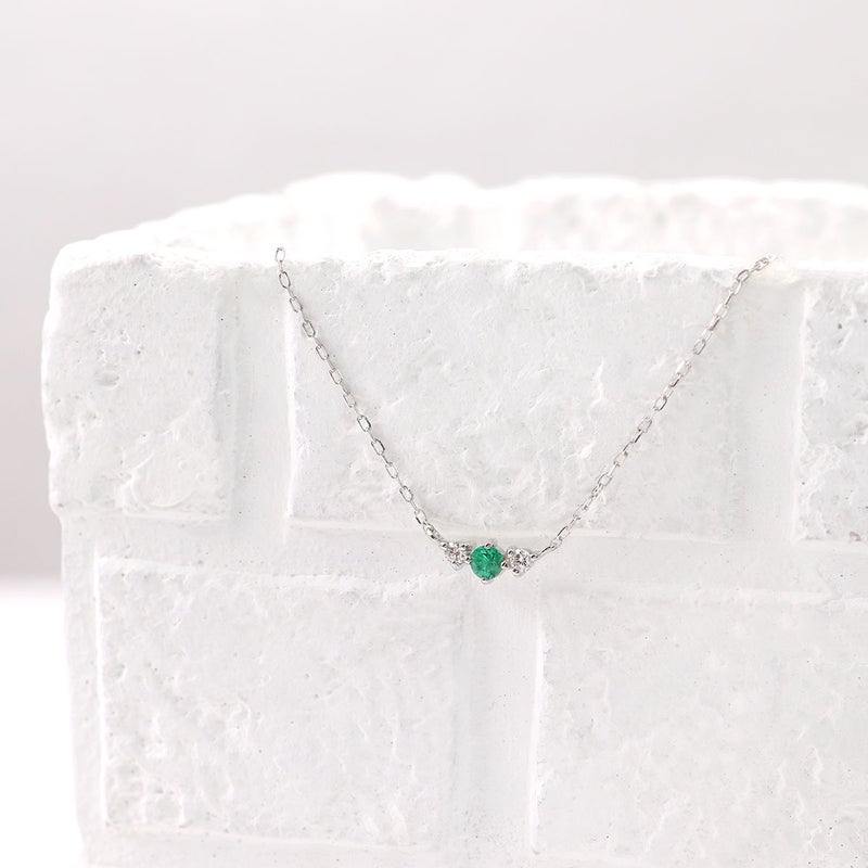 K10WG ダイヤモンド＆エメラルド ネックレス_09