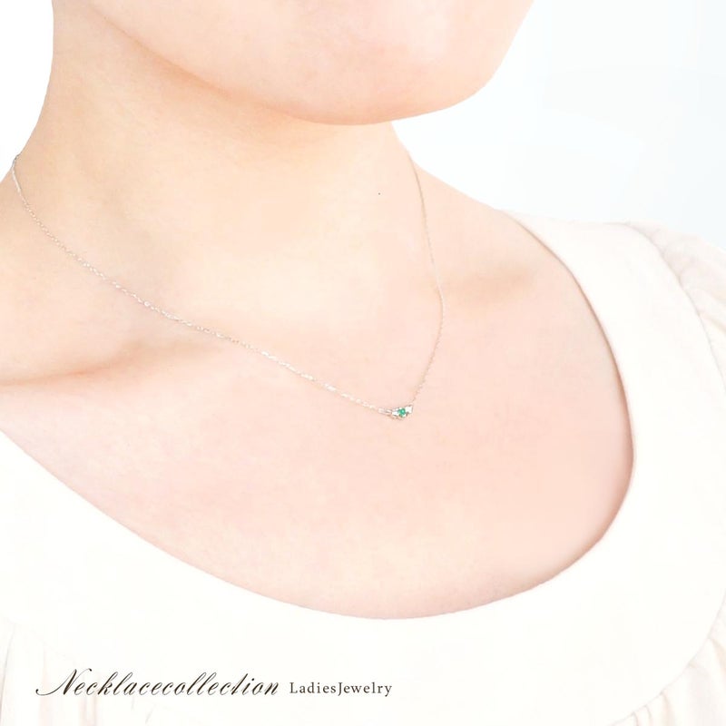 K10WG ダイヤモンド＆エメラルド ネックレス_11