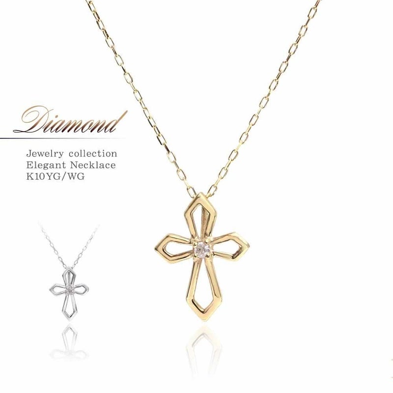 K10 ダイヤモンド クロス ネックレス_01