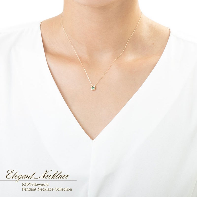 K10YG エメラルド＆ダイヤモンド 馬蹄（ホースシュー）ネックレス_10