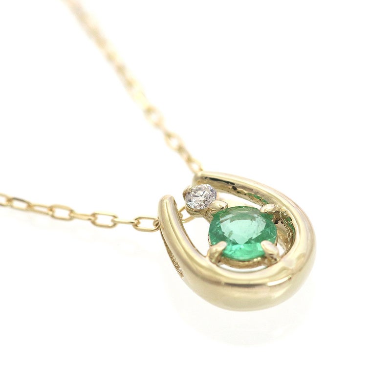 K10YG エメラルド＆ダイヤモンド 馬蹄（ホースシュー）ネックレス_11