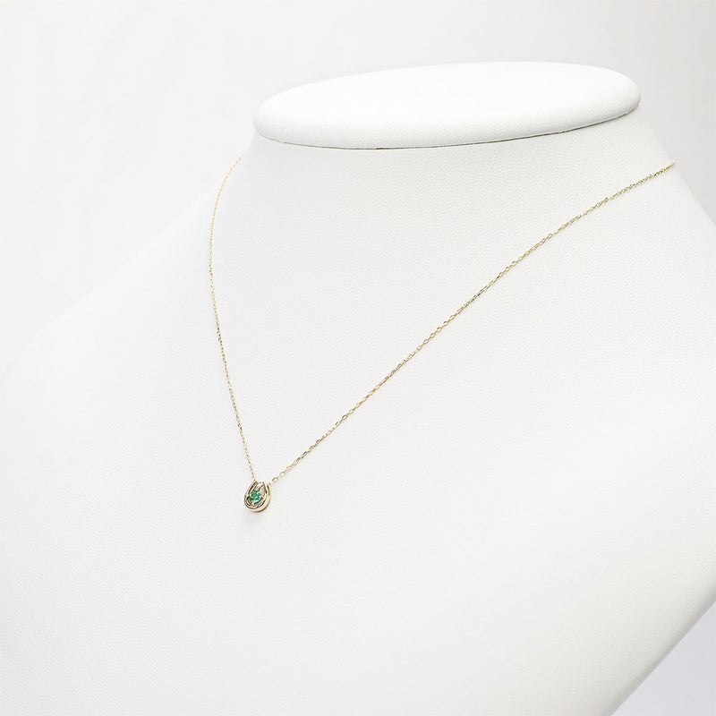 K10YG エメラルド＆ダイヤモンド 馬蹄（ホースシュー）ネックレス_15