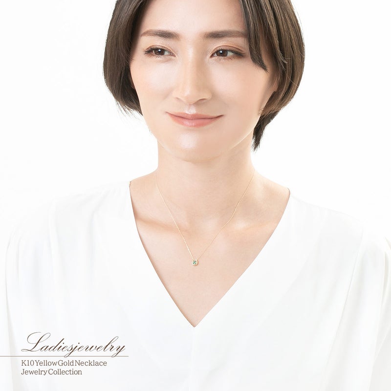 K10YG エメラルド＆ダイヤモンド 馬蹄（ホースシュー）ネックレス_16
