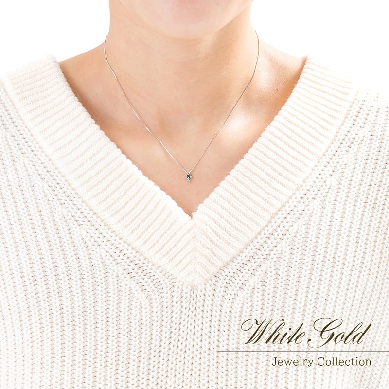 K10WG サファイア＆ダイヤモンド ネックレス  9月の誕生石_05