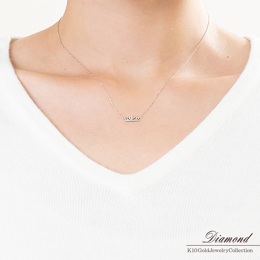 K10 ダイヤモンド ティアラ ネックレス_05