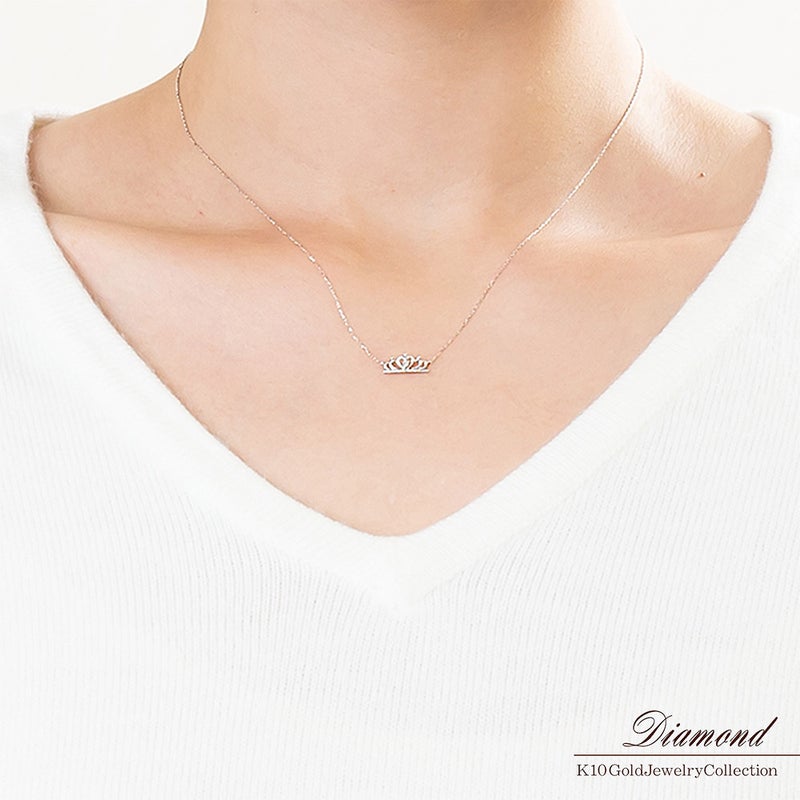 K10 ダイヤモンド ティアラ ネックレス_05