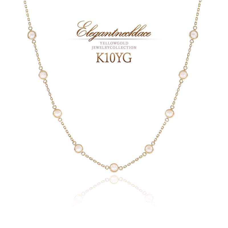 K10YG 淡水真珠 ステーションネックレス_01