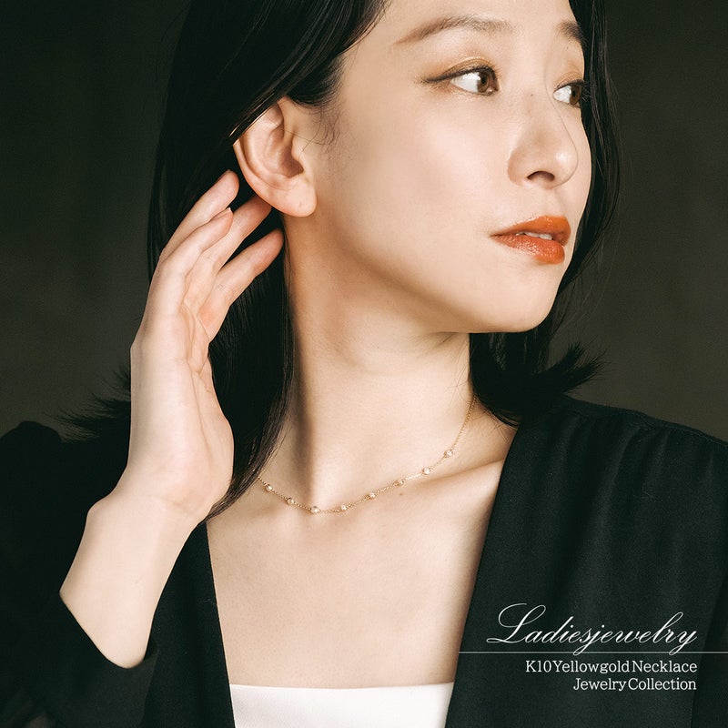 K10YG 淡水真珠 ステーションネックレス_13