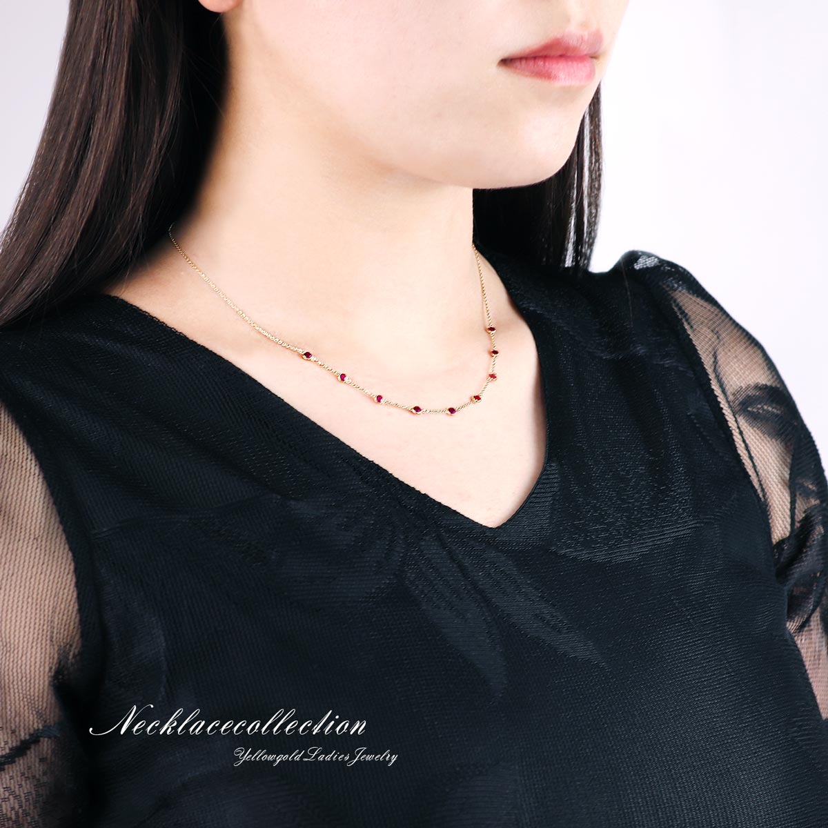 K10YG ルビー ステーションネックレス_11