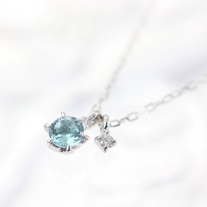 K10WG ダイヤモンド＆ブルートパーズネックレス 11月誕生石_02