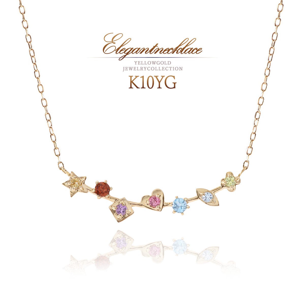 K10YG マルチストーン ラインネックレス_01
