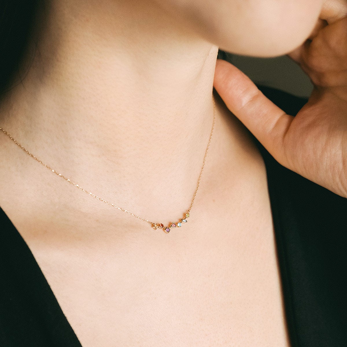 K10YG マルチストーン ラインネックレス_04