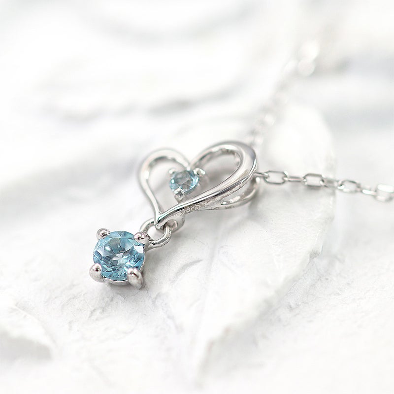 K10WG ブルートパーズ ハート ネックレス 11月誕生石_04