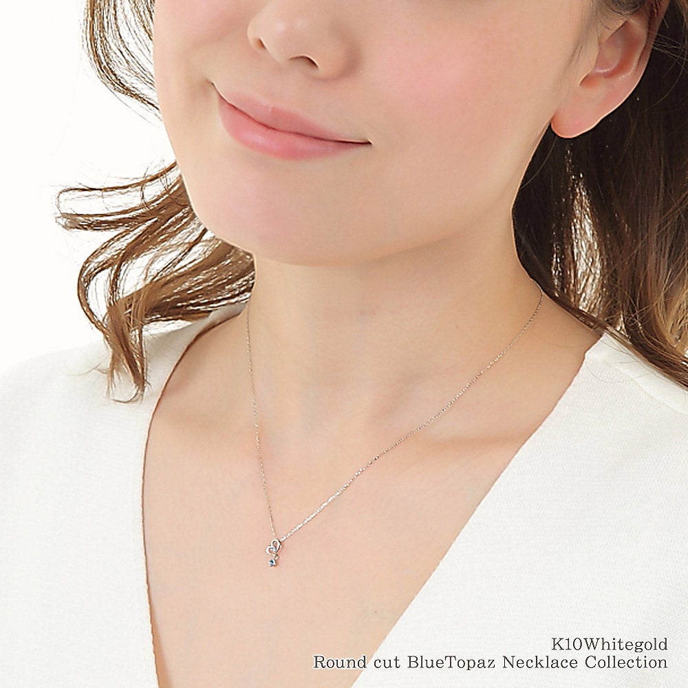 K10WG ブルートパーズ ハート ネックレス 11月誕生石_12
