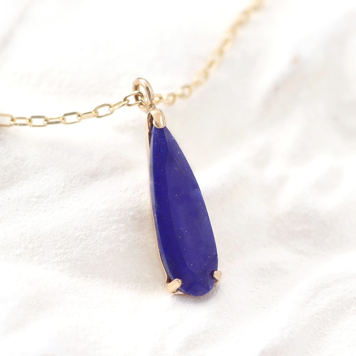 K10YG ラピスラズリ ティアドロップ 一粒ネックレス_09