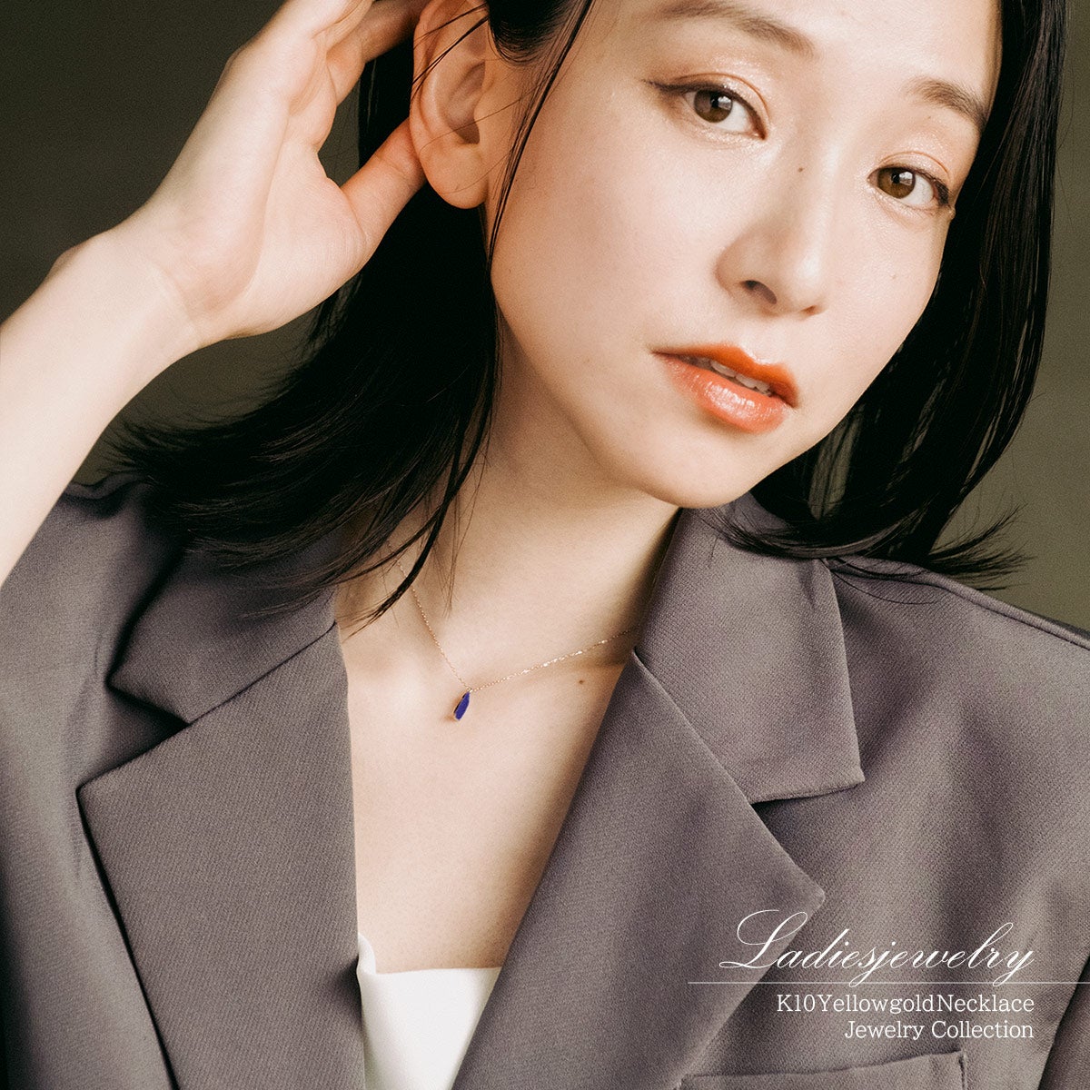 K10YG ラピスラズリ ティアドロップ 一粒ネックレス_12