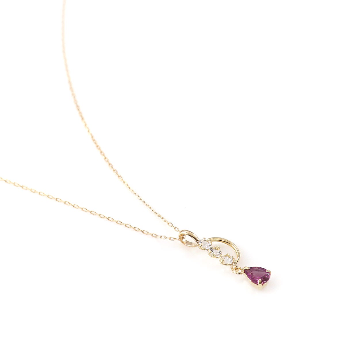 K10YG ホワイトトパーズ＆ロードライトガーネット ネックレス 11月誕生石_03