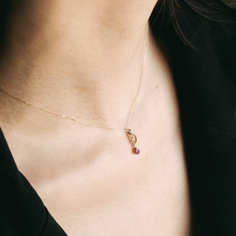 K10YG ホワイトトパーズ＆ロードライトガーネット ネックレス 11月誕生石_04