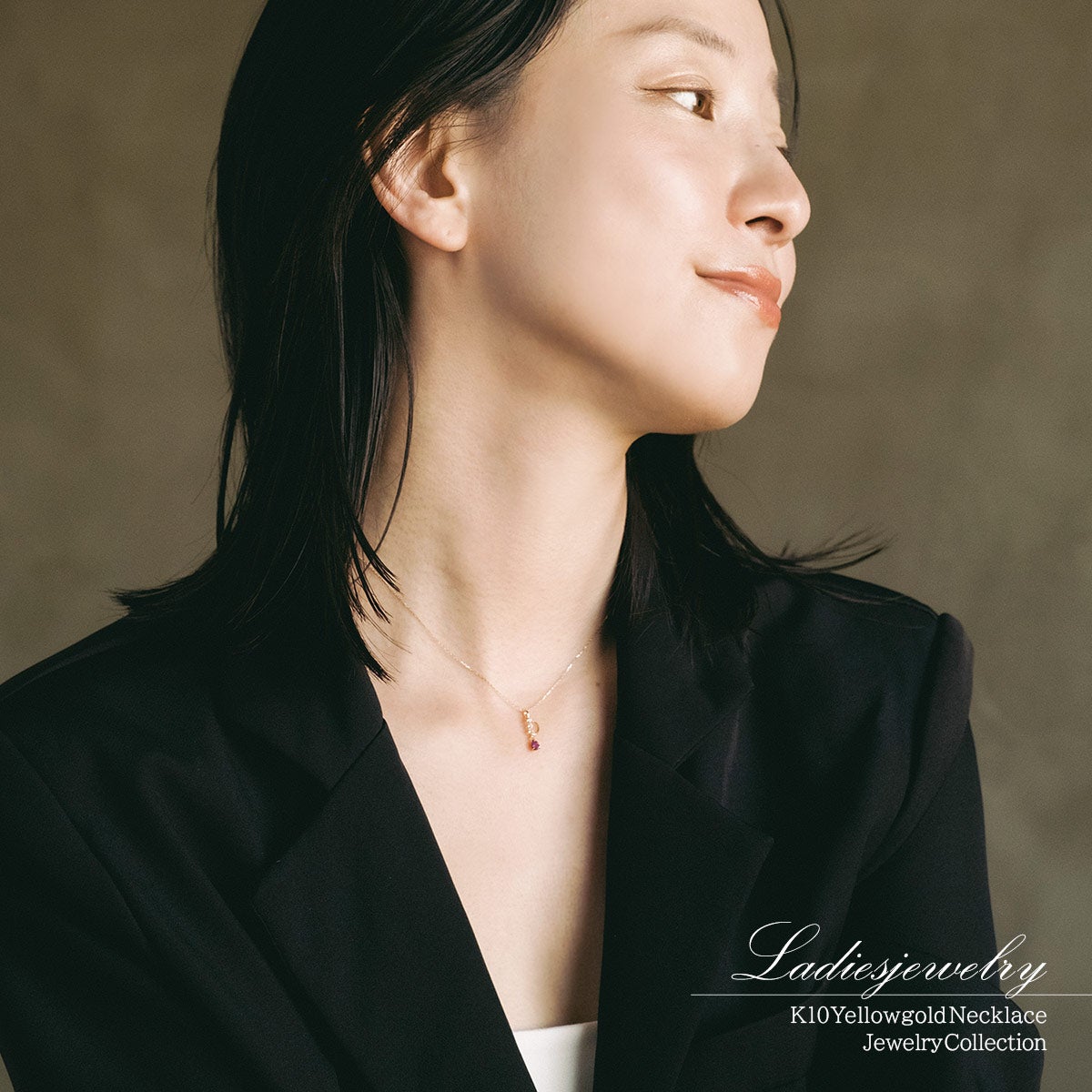 K10YG ホワイトトパーズ＆ロードライトガーネット ネックレス 11月誕生石_11