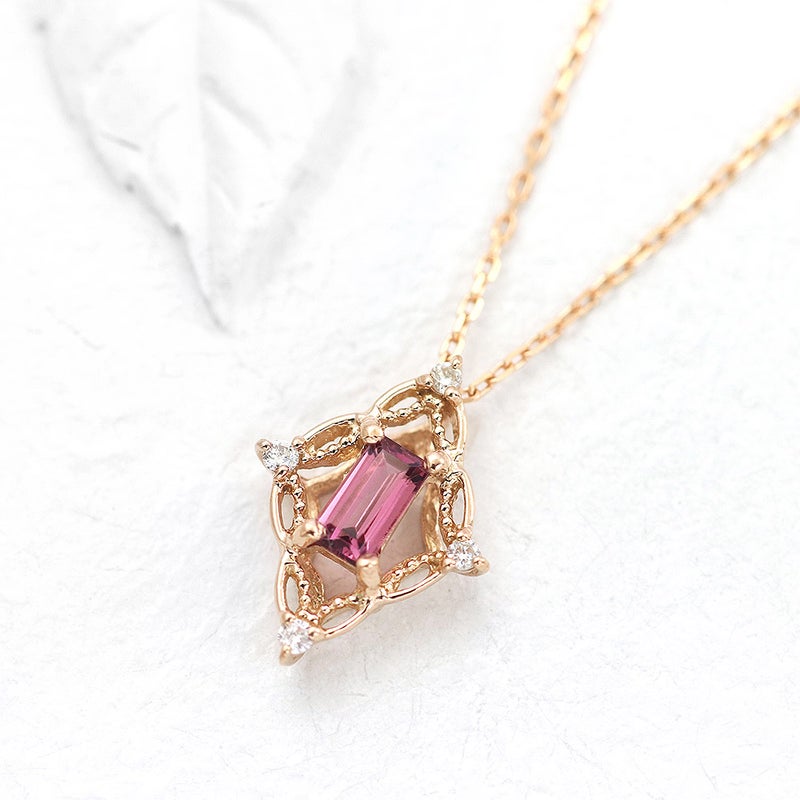 K18PG ロードライトガーネット&ダイヤモンド ネックレス_10