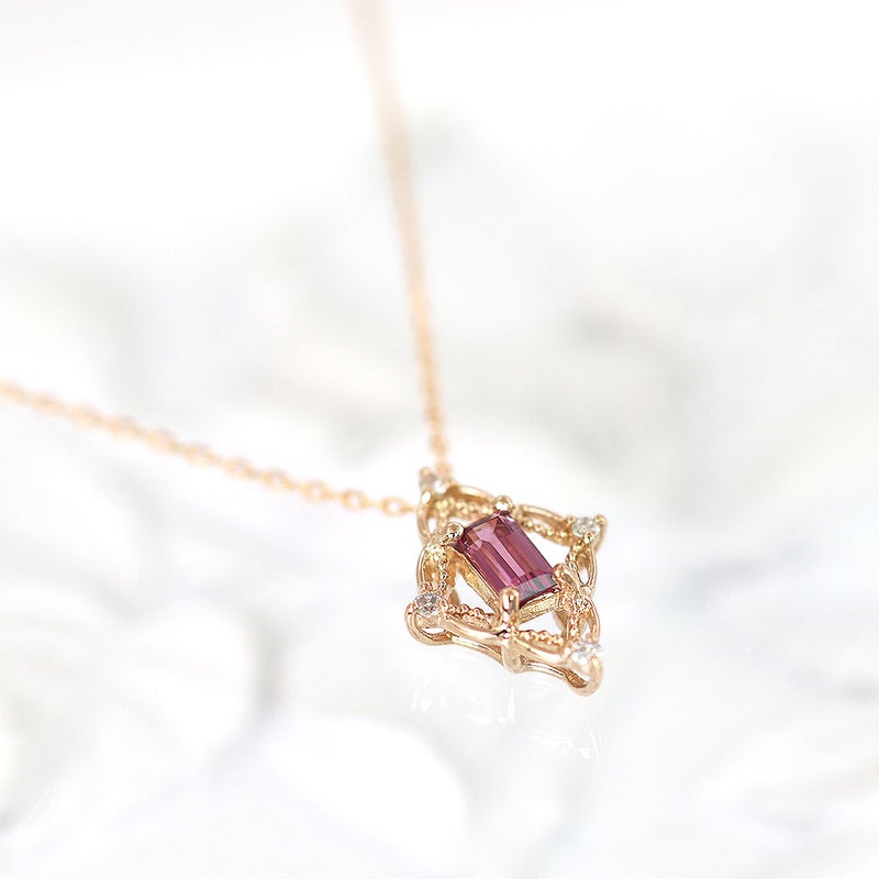 K18PG ロードライトガーネット&ダイヤモンド ネックレス_12