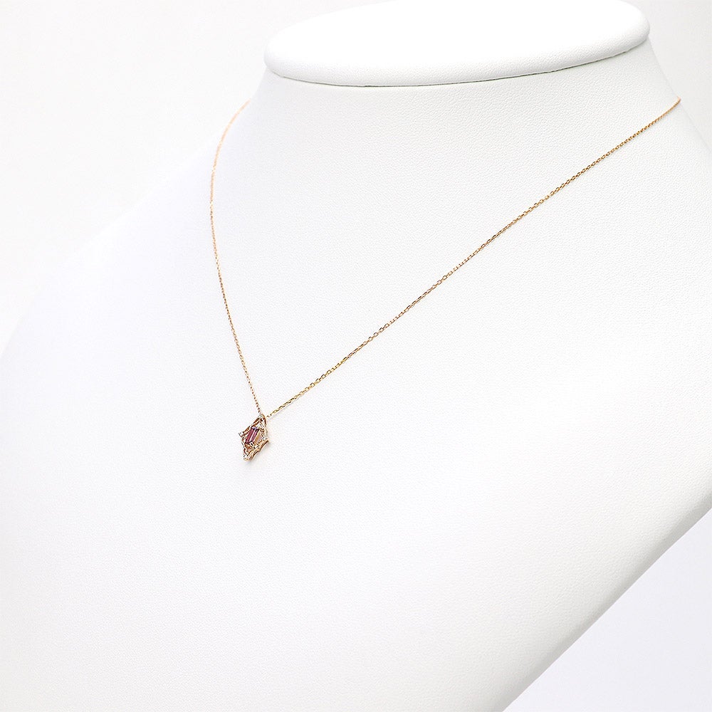 K18PG ロードライトガーネット&ダイヤモンド ネックレス_13