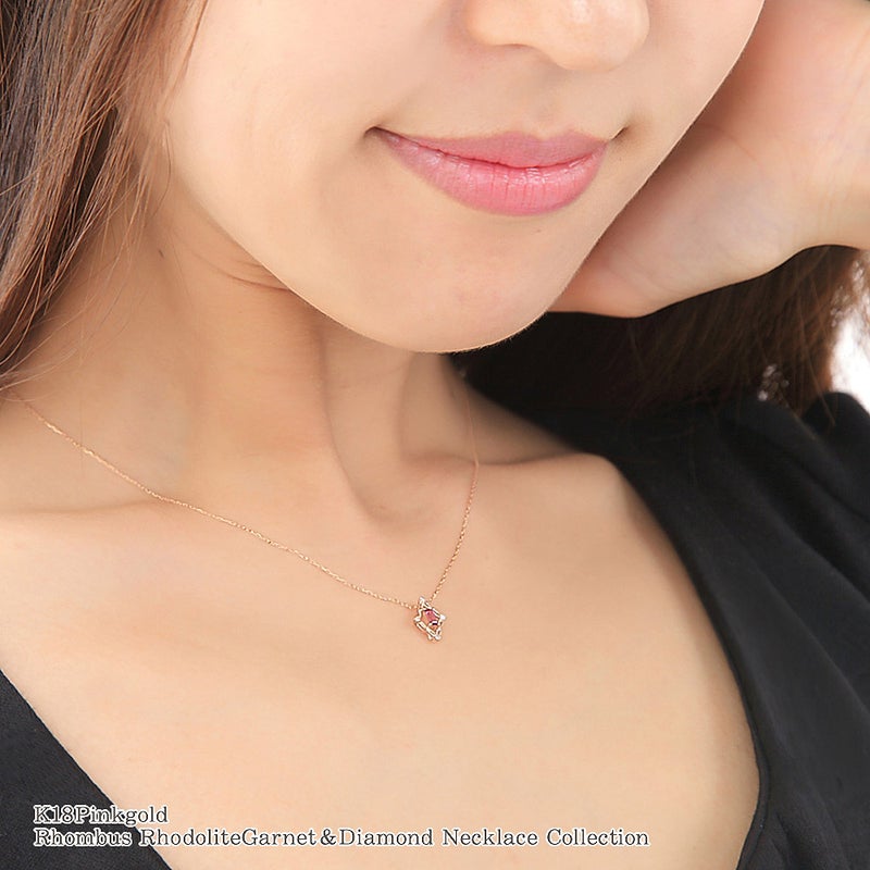 K18PG ロードライトガーネット&ダイヤモンド ネックレス_14