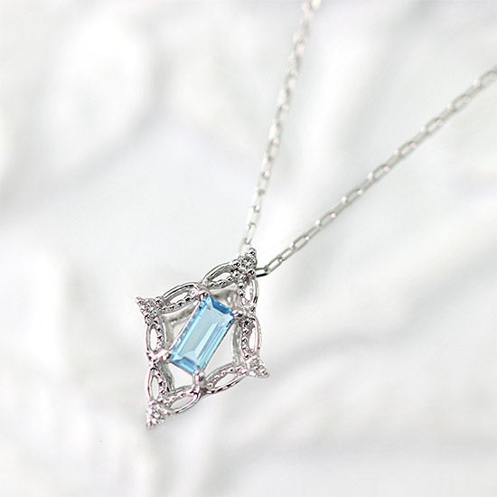 K18WG ブルートパーズ＆ダイヤモンド ネックレス 11月の誕生石_05