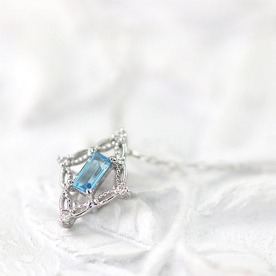 K18WG ブルートパーズ＆ダイヤモンド ネックレス 11月の誕生石_12