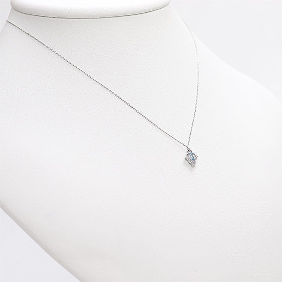 K18WG ブルートパーズ＆ダイヤモンド ネックレス 11月の誕生石_13