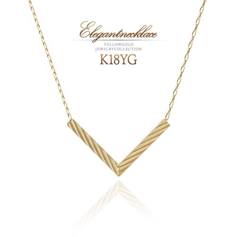 K18YG V字モチーフネックレス_01