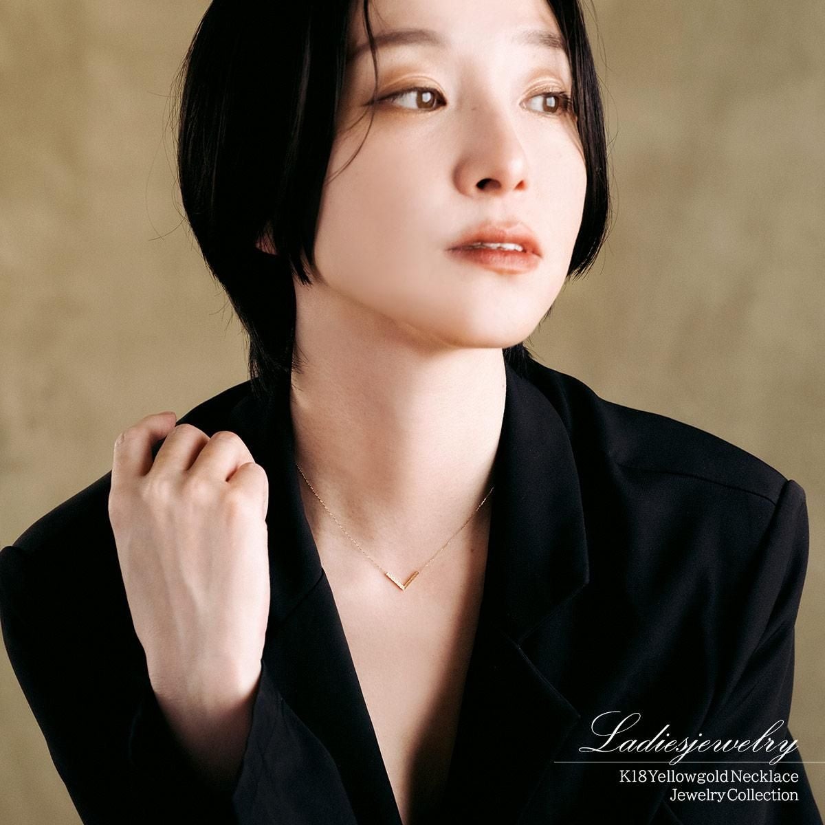 K18YG V字モチーフネックレス_11