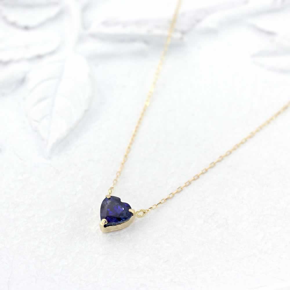 K18YG サファイア ハート ネックレス 9月の誕生石_02