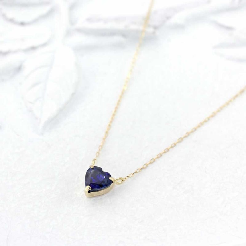 K18YG サファイア ハート ネックレス 9月の誕生石_02