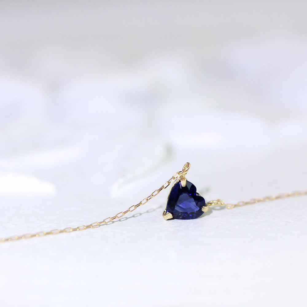 K18YG サファイア ハート ネックレス 9月の誕生石_03