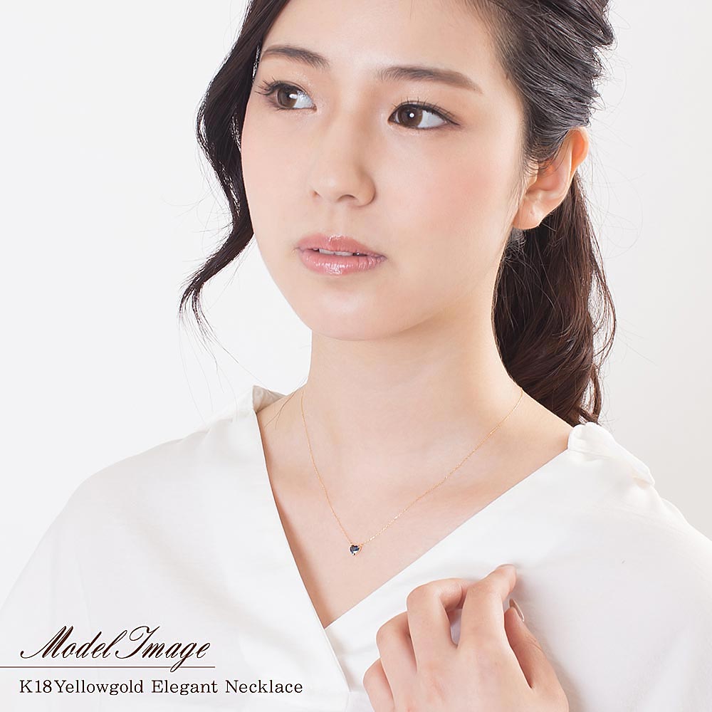 K18YG サファイア ハート ネックレス 9月の誕生石_10