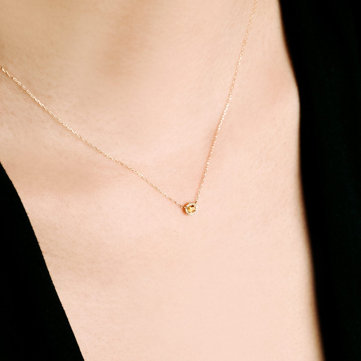 K18YG ダイヤモンド＆シトリン ネックレス 11月の誕生石_05