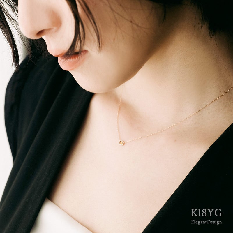 K18YG ダイヤモンド＆シトリン ネックレス 11月の誕生石_09