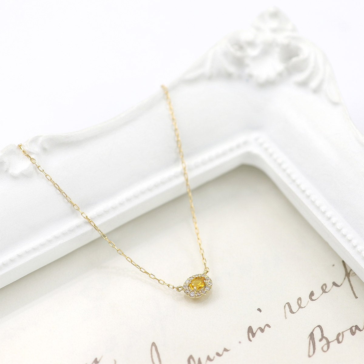 K18YG ダイヤモンド＆シトリン ネックレス 11月の誕生石_10