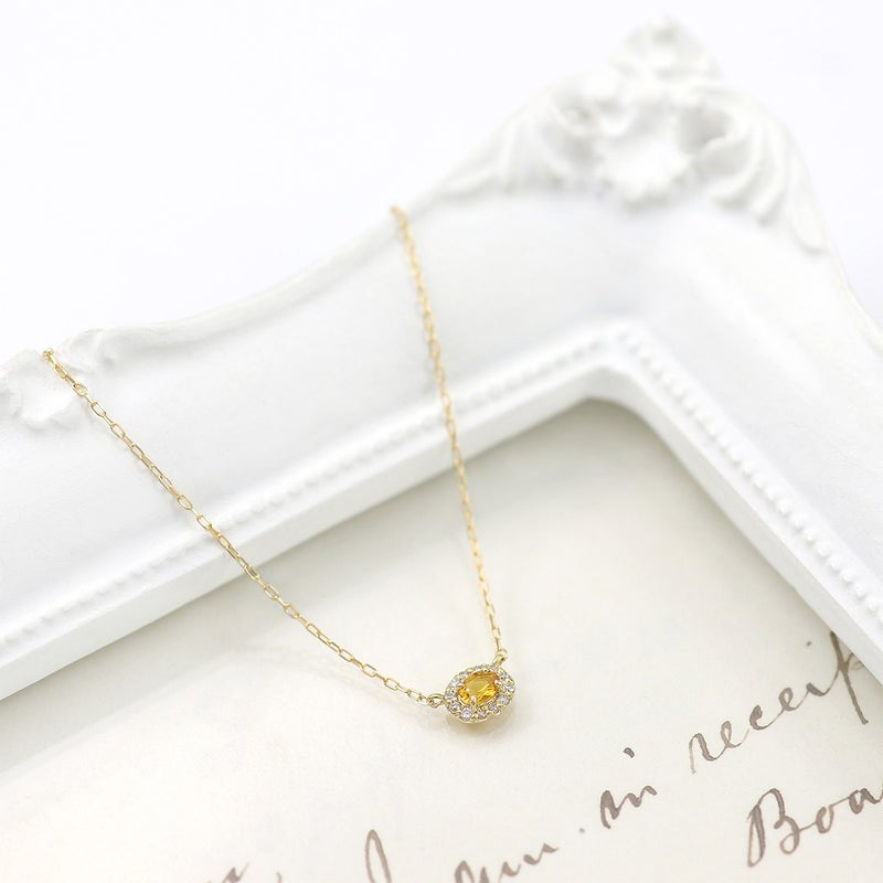 K18YG ダイヤモンド＆シトリン ネックレス 11月の誕生石_10