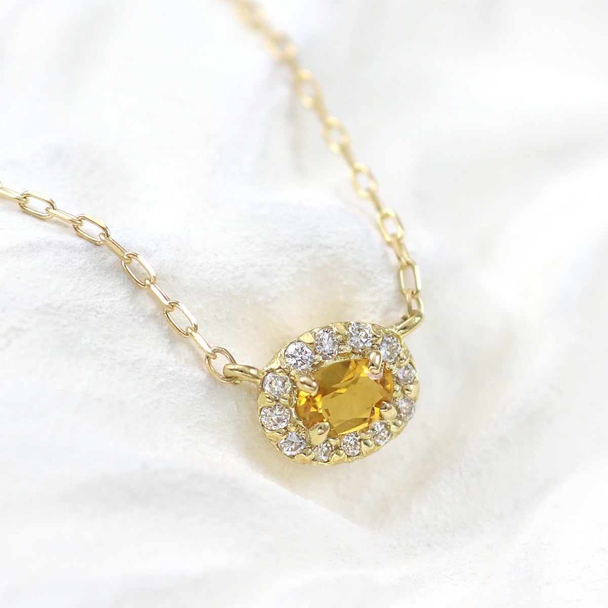 K18YG ダイヤモンド＆シトリン ネックレス 11月の誕生石_12