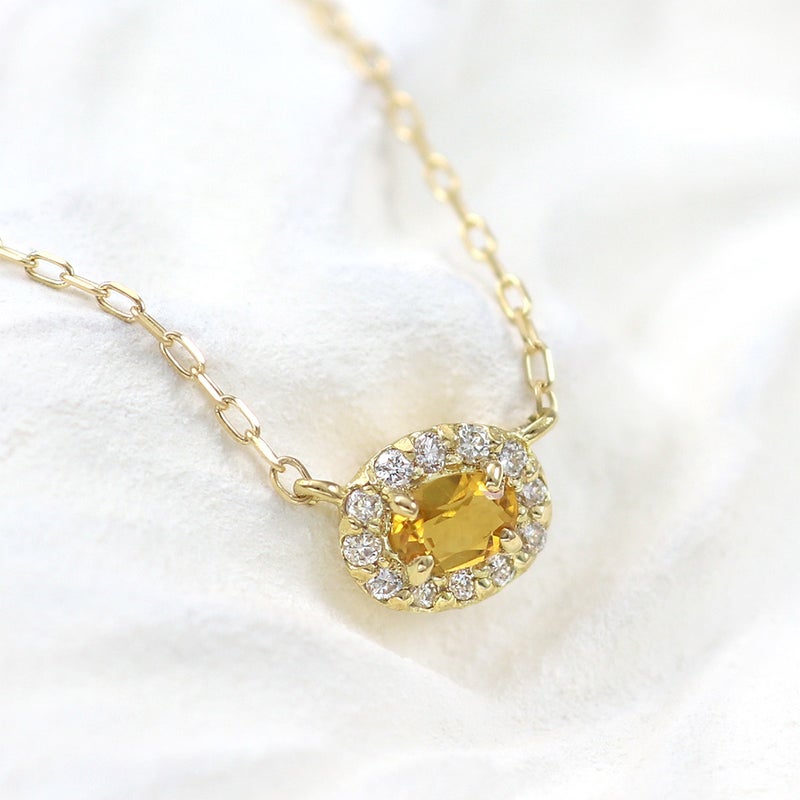 K18YG ダイヤモンド＆シトリン ネックレス 11月の誕生石_12