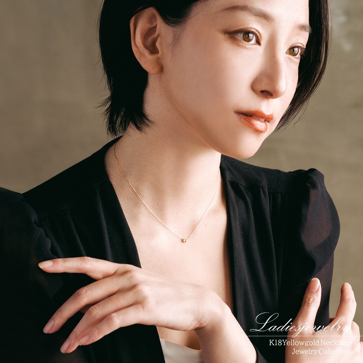 K18YG ダイヤモンド＆シトリン ネックレス 11月の誕生石_14