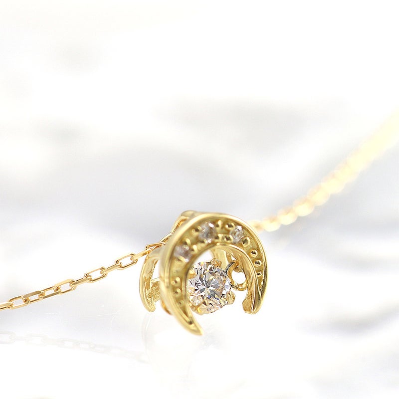 K18YG 三日月 ダンシングストーン ダイヤモンドネックレス_04